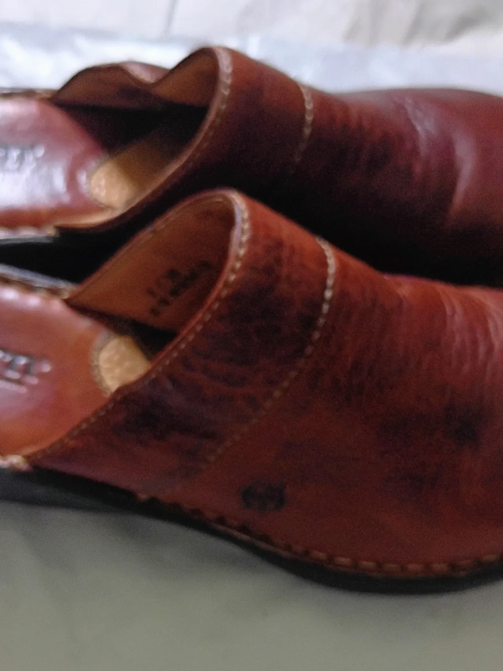 Born Chestnut Brown Leather Slip-On Clogs